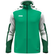 JAKO Hooded Jacket Dynamic (Polyester Interlock Fleece, Side Pockets with Zipper) green/white/dark green Children