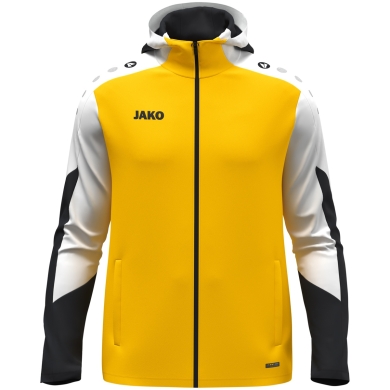 JAKO Hooded Jacket Dynamic (Polyester Interlock Fleece, Side Pockets with Zipper) yellow/white/black Men's