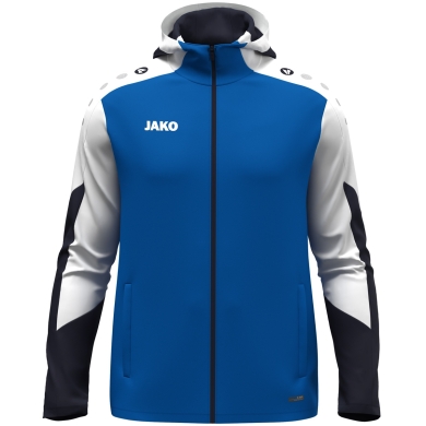 JAKO Hooded Jacket Dynamic (Polyester Interlock Fleece, Side Pockets with Zipper) royal blue/white/navy blue Men's