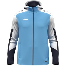 JAKO Hooded Jacket Dynamic (Polyester Interlock Fleece, Side Pockets with Zipper) sky blue/white/navy blue Men's