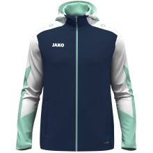 JAKO Hooded Jacket Dynamic (Polyester Interlock Fleece, Side Pockets with Zipper) navy blue/white/mint green Children