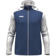 JAKO Hooded Jacket Dynamic (Polyester Interlock Fleece, Side Pockets with Zipper) navy blue/white/light grey Children