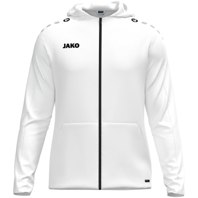 JAKO Hooded Jacket One (Inner side made of micro-fleece), white ladies