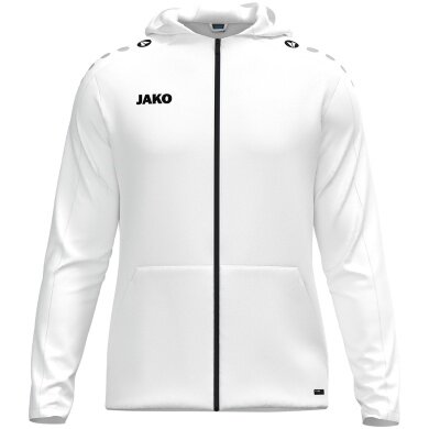 JAKO Hooded Jacket One (Inner side made of micro-fleece, 100% recycled polyester) white children