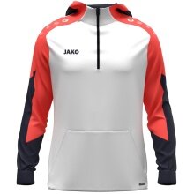 JAKO Hooded Sweatshirt with Half-Zip Dynamic (100% recycled Polyester) white/coral red/navy blue Men's