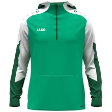 JAKO Hooded Sweatshirt with Half-Zip Dynamic (100% recycled Polyester) green/white/dark green Kids