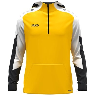 JAKO Hooded Sweatshirt with Half-Zip Dynamic (100% recycled Polyester) yellow/white/black children