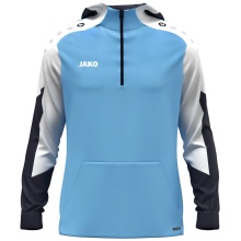 JAKO Hooded Sweatshirt with Half-Zip Dynamic (100% recycled Polyester) sky blue/white/navy blue Men's