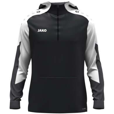 JAKO Hoodie with Half-Zip Dynamic (100% recycled Polyester) black/white/charcoal grey Men's