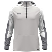 JAKO Hooded Sweatshirt with Half-Zip Dynamic (100% recycled Polyester) light grey/white/grey Men's