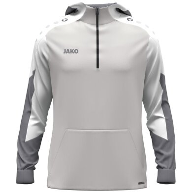 JAKO Hooded Sweatshirt with Half-Zip Dynamic (100% recycled Polyester) light grey/white/grey Men's