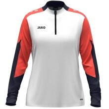 JAKO Long Sleeve Zip Top Dynamic (recycled polyester, elastic material) white/coral red/navy blue ladies