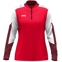 JAKO Long Sleeve Zip Top Dynamic (recycled polyester, elastic material) red/white/dark red ladies