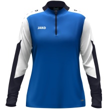 JAKO Long Sleeve Zip Top Dynamic (recycled polyester, elastic material) royal blue/white/navy blue ladies
