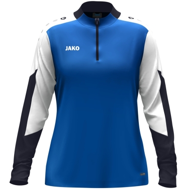 JAKO Long Sleeve Zip Top Dynamic (recycled polyester, elastic material) royal blue/white/navy blue ladies
