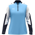 JAKO Long Sleeve Zip Top Dynamic (recycled polyester, elastic material) sky blue/white/navy blue ladies