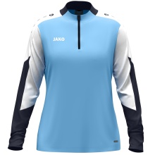 JAKO Long Sleeve Zip Top Dynamic (recycled polyester, elastic material) sky blue/white/navy blue ladies