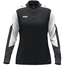 JAKO Long Sleeve Shirt Ziptop Dynamic (recycled polyester, elastic material) black/white/anthracite grey ladies