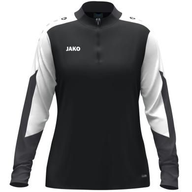 JAKO Long Sleeve Shirt Ziptop Dynamic (recycled polyester, elastic material) black/white/anthracite grey ladies