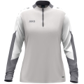 JAKO Long Sleeve Zip Top Dynamic (recycled polyester, elastic material) light grey/white/grey ladies