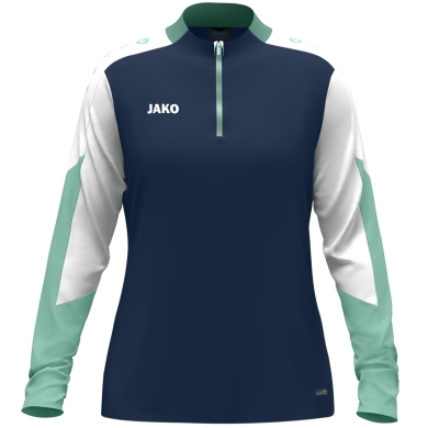 JAKO Long Sleeve Zip Top Dynamic (recycled polyester, elastic material) navy blue/white/mint green ladies