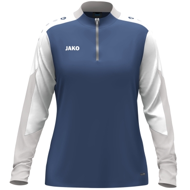 JAKO Long Sleeve Zip Top Dynamic (recycled polyester, elastic material) navy blue/white/light grey ladies