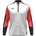 JAKO Long Sleeve Zip Top Dynamic (recycled polyester, elastic material) white/coral red/navy blue men's