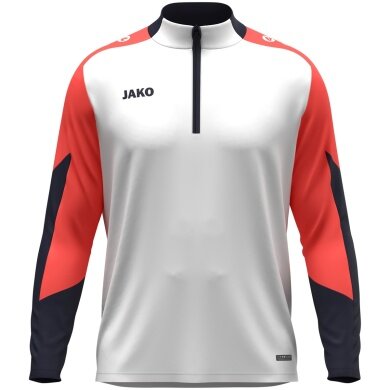 JAKO Long Sleeve Zip Top Dynamic (recycled polyester, elastic material) white/coral red/navy blue men's