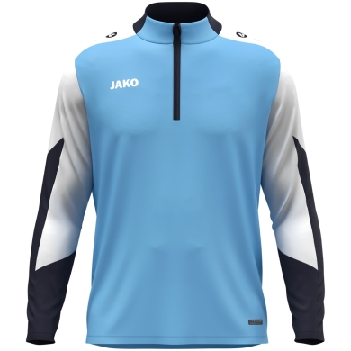 JAKO Long Sleeve Zip Top Dynamic (recycled polyester, elastic material) sky blue/white/navy blue children