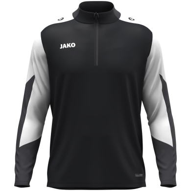 JAKO Long Sleeve Shirt Ziptop Dynamic (recycled polyester, elastic material) black/white/anthracite grey men's
