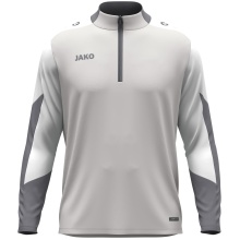 JAKO Long Sleeve Zip Top Dynamic (recycled polyester, elastic material) light grey/white/grey children