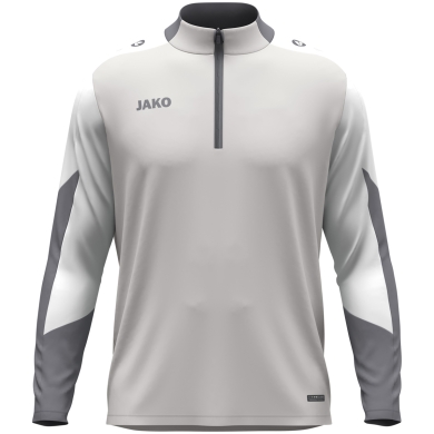 JAKO Long Sleeve Zip Top Dynamic (recycled polyester, elastic material) light grey/white/grey children