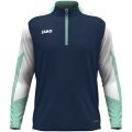 JAKO Long Sleeve Zip Top Dynamic (recycled polyester, elastic material) navy blue/white/mint green children