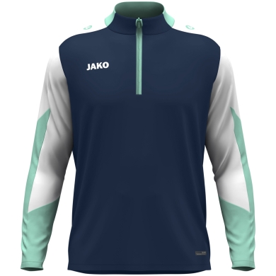 JAKO Long Sleeve Zip Top Dynamic (recycled polyester, elastic material) navy blue/white/mint green children