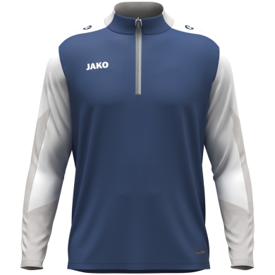 JAKO Long Sleeve Shirt Ziptop Dynamic (recycled polyester, elastic material) midnight blue/white/light grey children