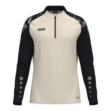 JAKO Long Sleeve Shirt Ziptop Sonic (recycled polyester, soft feel) beige/black men's