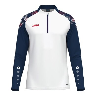 JAKO Long Sleeve Shirt Ziptop Sonic (recycled Polyester, soft feel) white/navy/red Men's