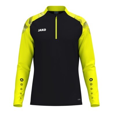 JAKO Long Sleeve Shirt Ziptop Sonic (recycled polyester, soft feel) black/neon yellow men's