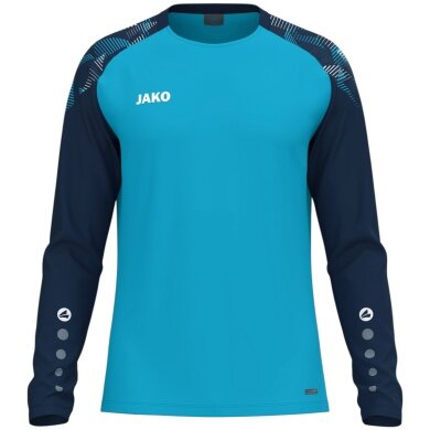 JAKO Sport Long Sleeve Shirt Sonic Sweat (quick-drying, durable) aqua blue/navy blue children