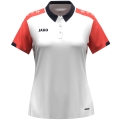 JAKO Sport Polo Dynamic (100% recycled Polyester) white/coral red/navy blue ladies