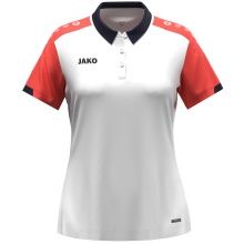 JAKO Sport Polo Dynamic (100% recycled Polyester) white/coral red/navy blue ladies
