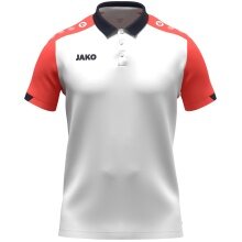 JAKO Sport Polo Dynamic (Polyester Mini Piqué) white/coral red/navy blue children