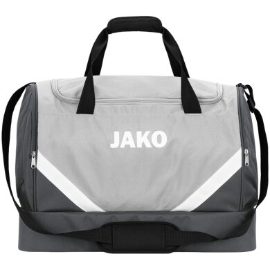 JAKO Sports Bag Iconic with Bottom Compartment (Size S - 30 Litres) Light Grey/Dark Grey - 45x24x37cm