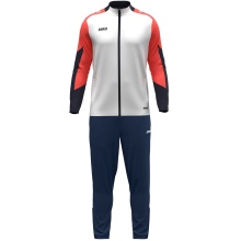 JAKO Training Suit Polyester Dynamic (Jacket and Trousers, sporty cut) white/coral red/navy blue Children