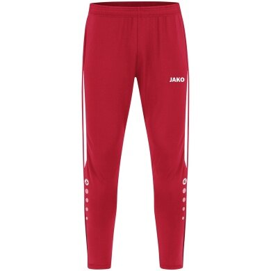 JAKO Training Pants Power (Stretch-Knit-Polyester, Side Pockets with Zip) long red/white Men