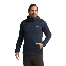 Jack Wolfskin Fleece Jacket Peak District Hooded Full Zip (comfortable to wear, warm) midnight blue men's