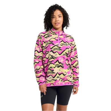 Jack Wolfskin Fleece Pullover Paw Era 100 Print Half-Zip pink/beige ladies