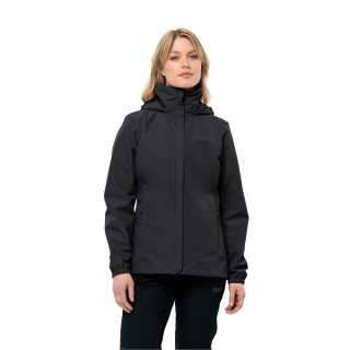 Jack Wolfskin Stormy Point 2-Layer Rain Jacket (Weatherproof Jacket, Waterproof, Windproof) Black Women