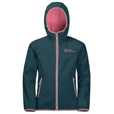 Jack Wolfskin Softshell Jacket Fourwinds (wind & water-repellent) dark blue/pink Children/Youth