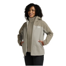Jack Wolfskin Transition Hiking Jacket Wild Places 3in1 (waterproof, windproof) beige/grey ladies